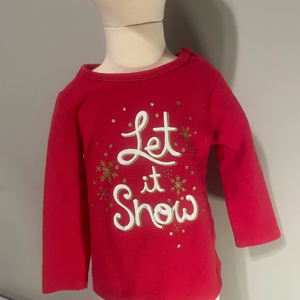 Festive Red Long Sleeve “Let It Snow” Tee 12m